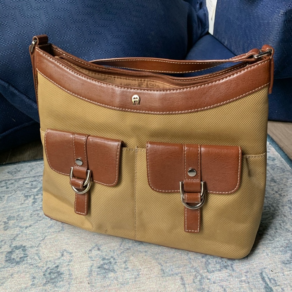 Etienne Aigner Leather and Canvas purse